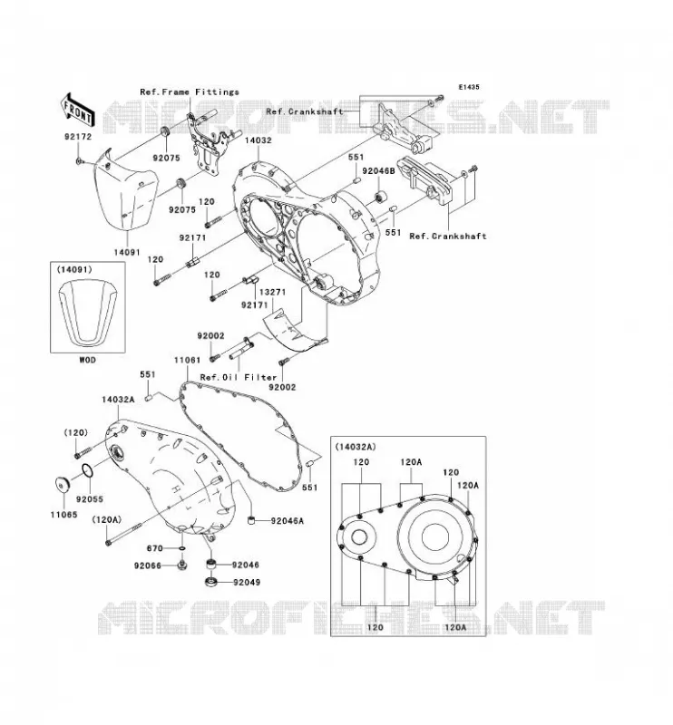 CARTER MOTEUR GAUCHE Kawasaki MOTOS 2000 2005 VN2000  VN2000-A2
