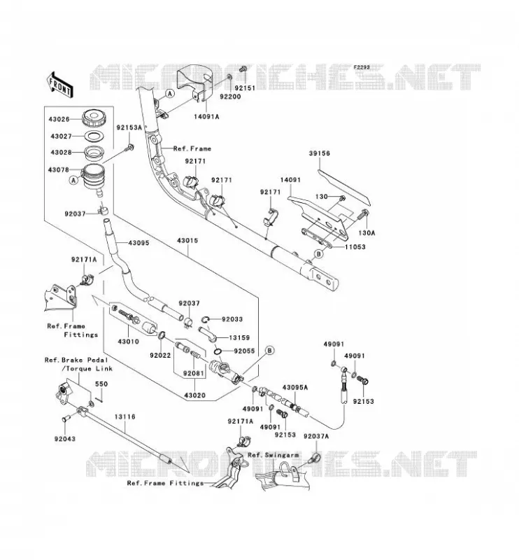 MAITRE CYLINDRE ARRI&Egrave;RE Kawasaki MOTOS 2000 2006 VN2000  VN2000A6F