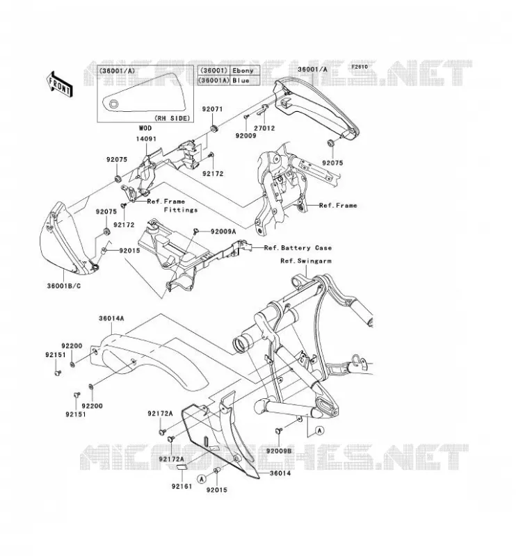 CACHE LAT&Eacute;RAL/GARDE CHAINE Kawasaki MOTOS 2000 2007 VN2000  VN2000A7F