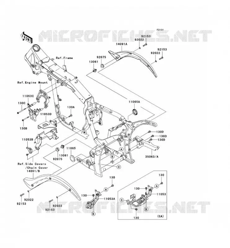 PIECE DE CADRE (COUVERTURE) Kawasaki MOTOS 2000 2007 VN2000  VN2000A7F