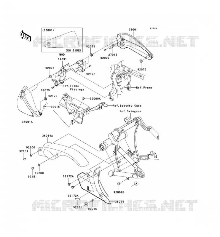CACHE LAT&Eacute;RAL/GARDE CHAINE Kawasaki MOTOS 2000 2006 VN2000 LIMITED  VN2000D6F