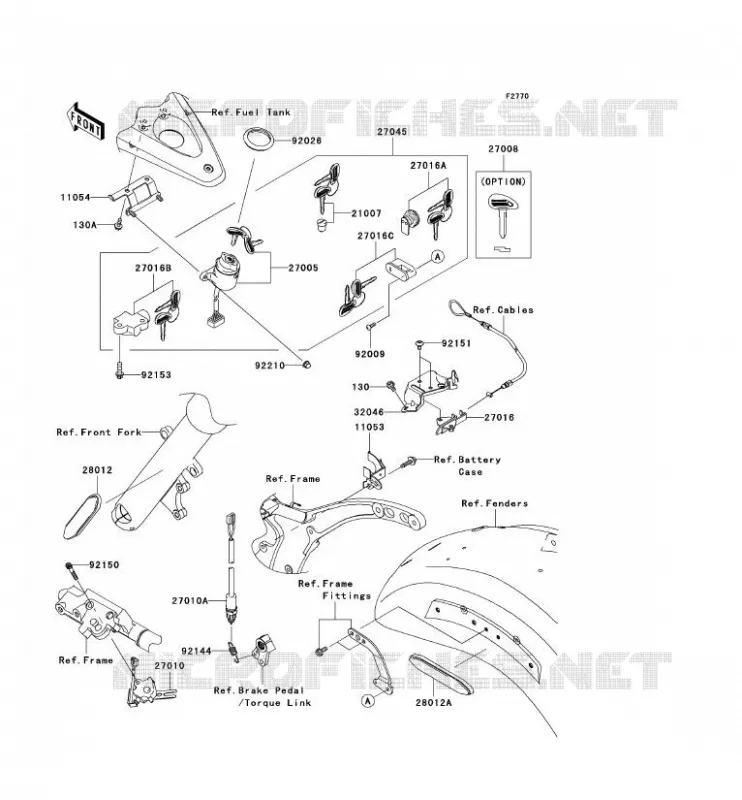 CONTACTEUR SERRURE/R&Eacute;FLECTEUR Kawasaki MOTOS 2000 2006 VN2000 CLASSIC  VN2000E6F