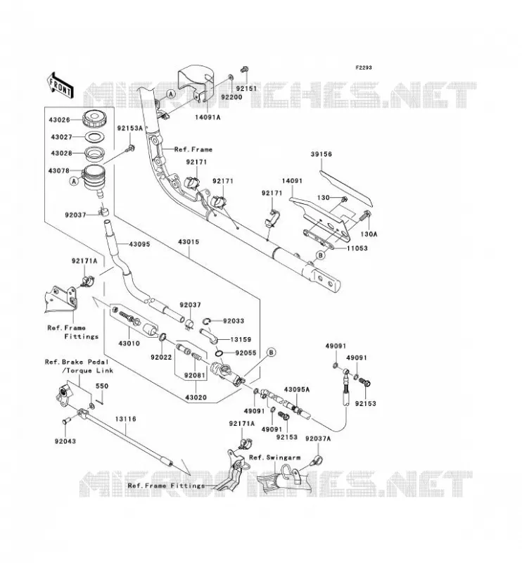 MAITRE CYLINDRE ARRI&Egrave;RE Kawasaki MOTOS 2000 2006 VN2000 CLASSIC  VN2000E6F