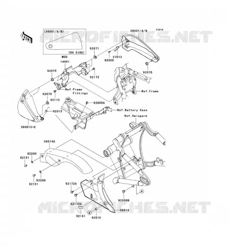 CACHE LAT&Eacute;RAL/GARDE CHAINE Kawasaki MOTOS 2000 2007 VN2000 CLASSIC  VN2000E7F