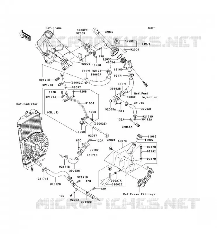 TUYAU D'EAU Kawasaki MOTOS 2000 2006 VN2000 CLASSIC LT  VN2000F6F