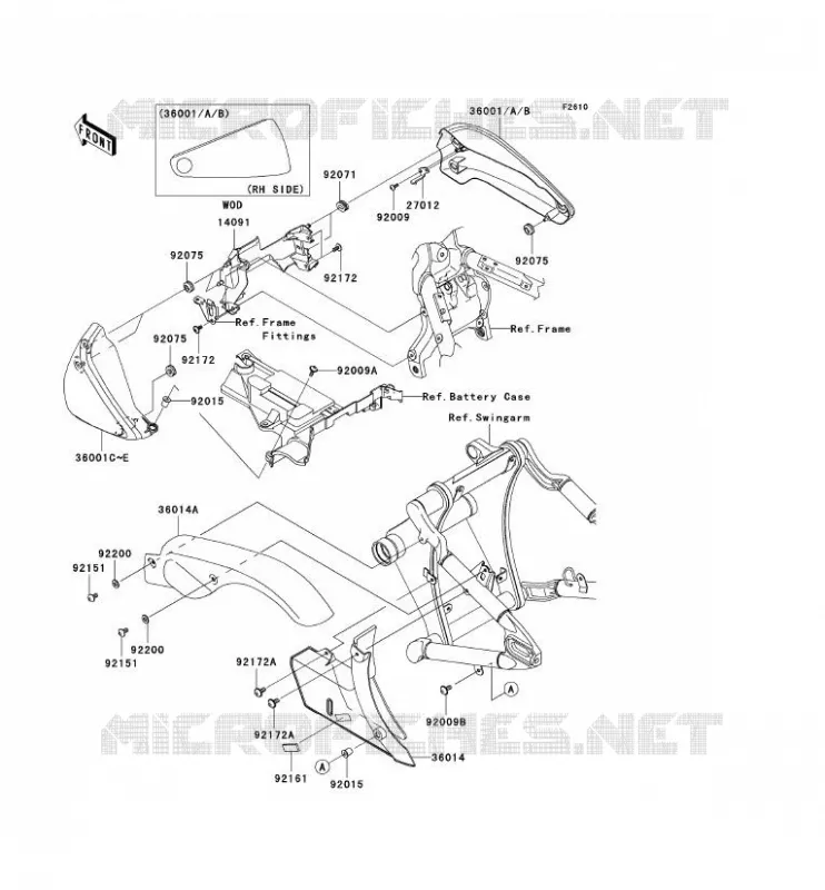 CACHE LAT&Eacute;RAL/GARDE CHAINE Kawasaki MOTOS 2000 2006 VN2000 CLASSIC LT  VN2000F6F