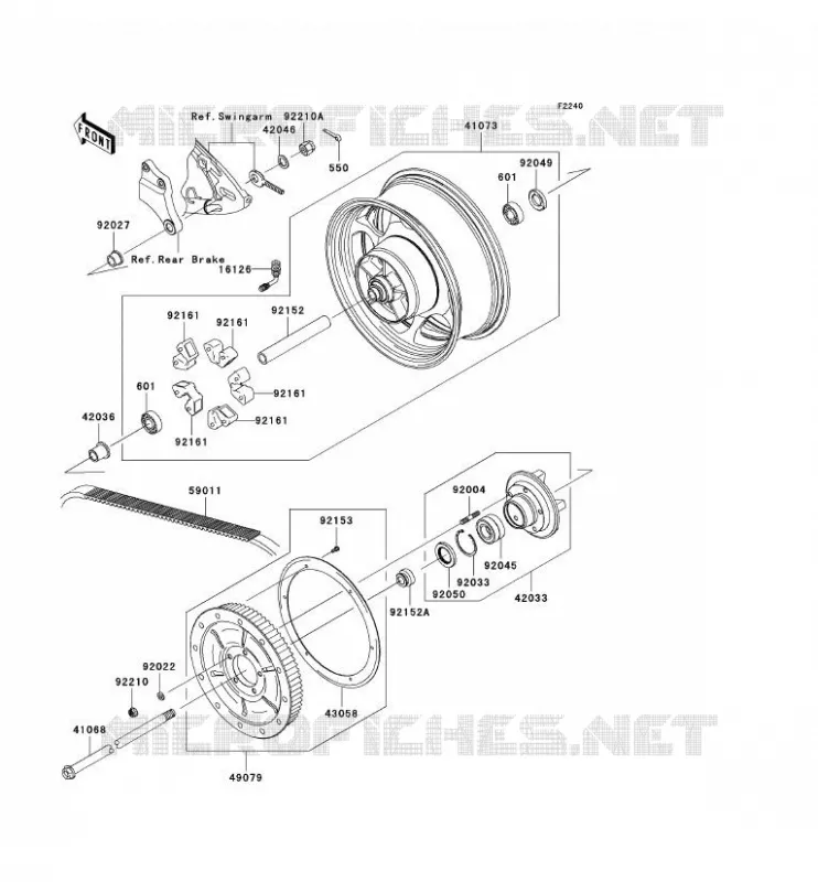 ROUE ARRI&Egrave;RE/CHAINE Kawasaki MOTOS 2000 2008 VN2000  VN2000G8F