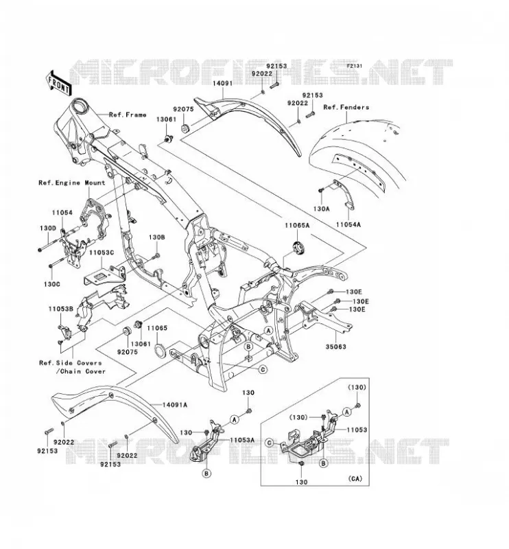 PIECE DE CADRE (COUVERTURE) Kawasaki MOTOS 2000 2008 VN2000 CLASSIC  VN2000H8F