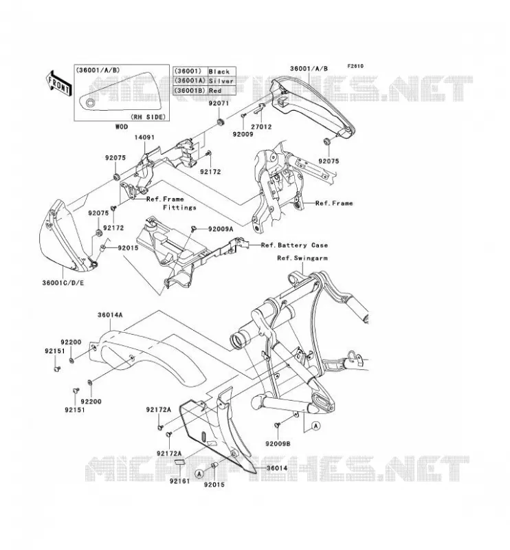 CACHE LAT&Eacute;RAL/GARDE CHAINE Kawasaki MOTOS 2000 2008 VN2000 CLASSIC  VN2000H8F