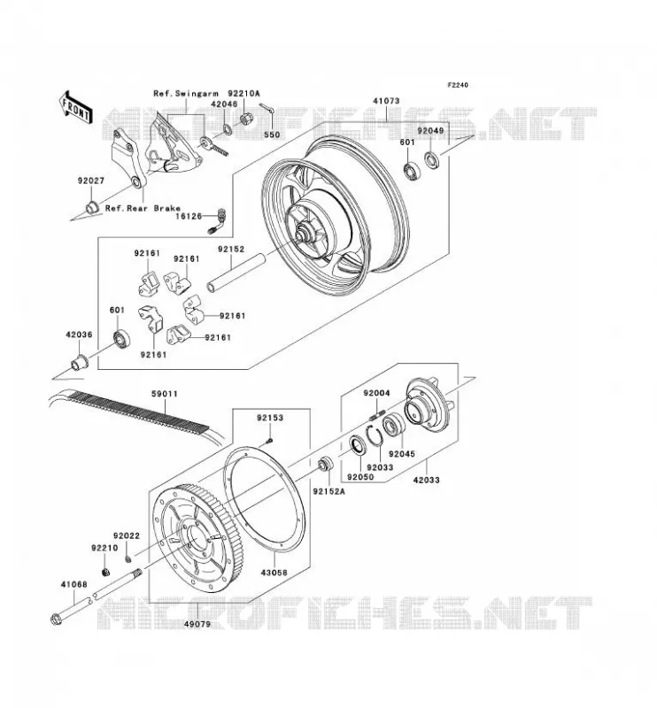 ROUE ARRI&Egrave;RE/CHAINE Kawasaki MOTOS 2000 2008 VN2000 CLASSIC  VN2000H8F