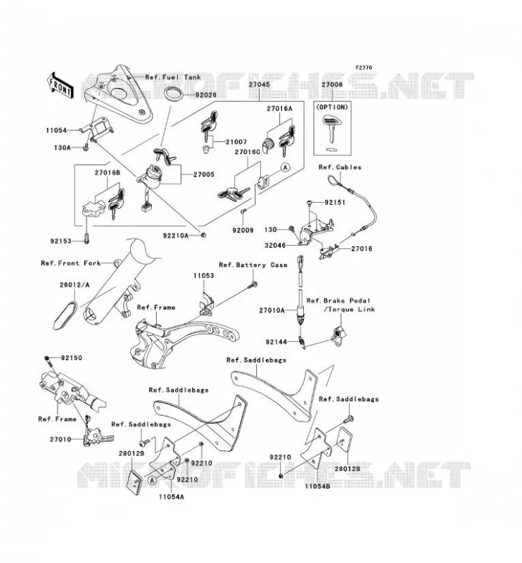 CONTACTEUR SERRURE/R&Eacute;FLECTEUR Kawasaki MOTOS 2000 2008 VN2000 CLASSIC LT  VN2000J8F