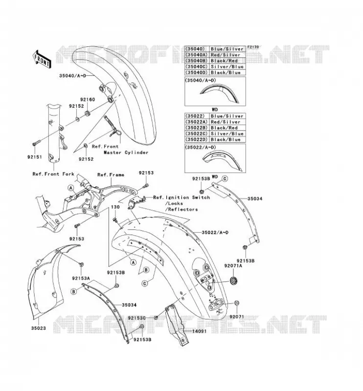 GARDE BOUE Kawasaki MOTOS 2000 2008 VN2000 CLASSIC LT  VN2000J8F