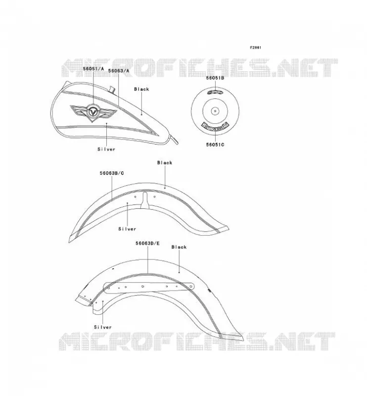 STICKER(BLACK/SILVER) Kawasaki MOTOS 800 2000 VN800 CLASSIC  VN800-B5