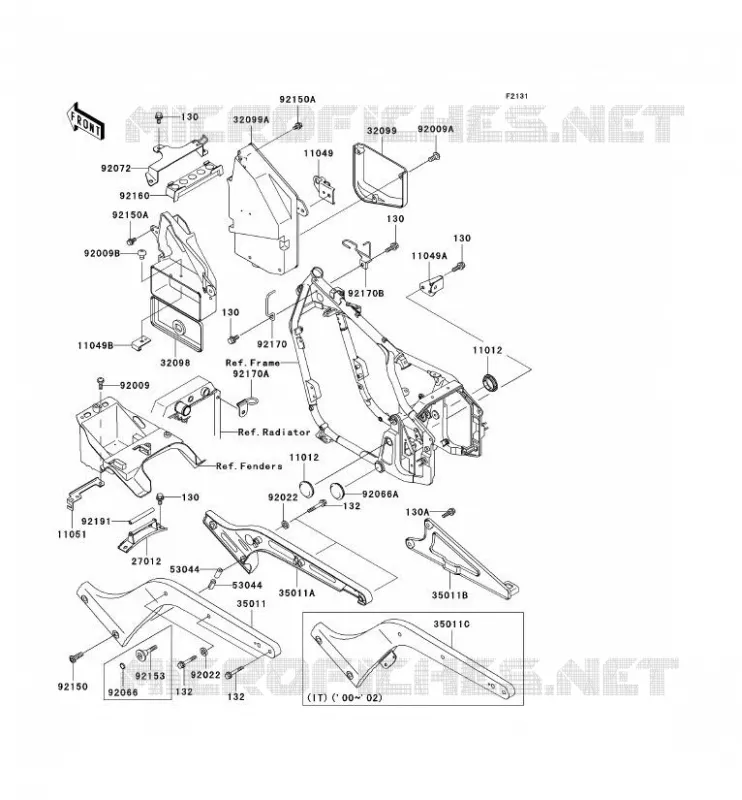 PIECE DE CADRE (COUVERTURE) Kawasaki MOTOS 800 2000 VN800 CLASSIC  VN800-B5