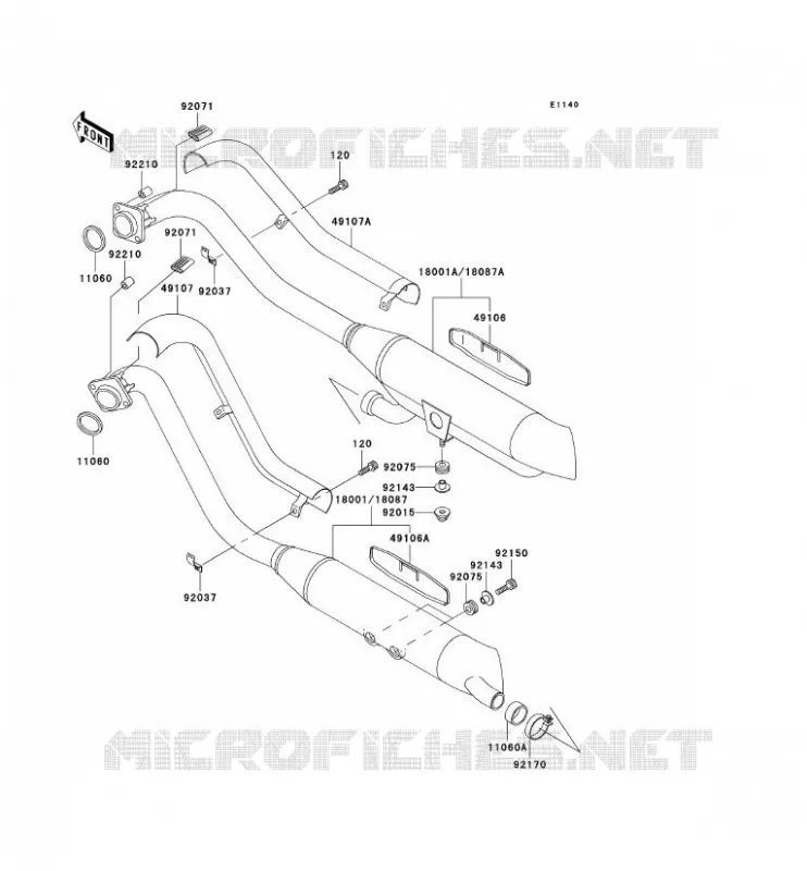 &Eacute;CHAPPEMENT Kawasaki MOTOS 800 2001 VN800 CLASSIC  VN800-B6