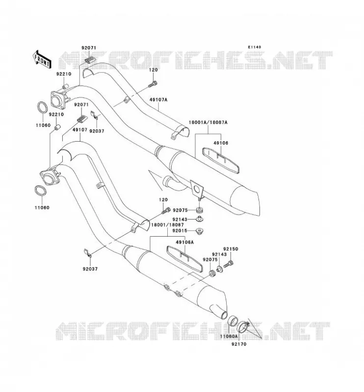 &Eacute;CHAPPEMENT Kawasaki MOTOS 800 2001 VN800 CLASSIC  VN800-B6