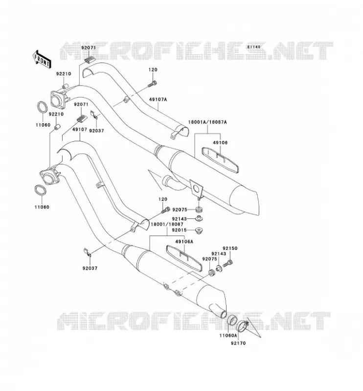 &Eacute;CHAPPEMENT Kawasaki MOTOS 800 2003 VN800 CLASSIC  VN800-B8