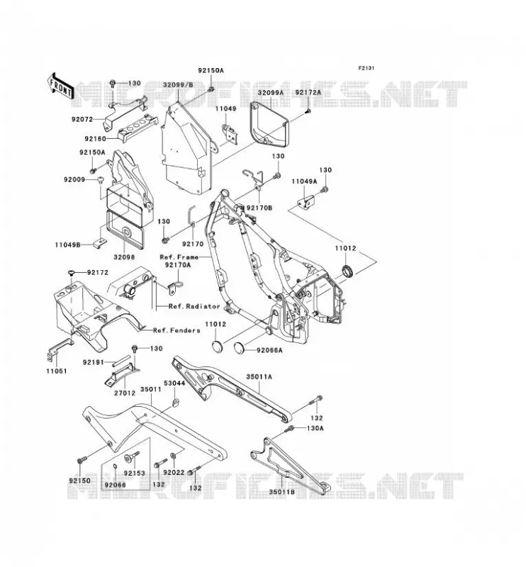 PIECE DE CADRE (COUVERTURE) Kawasaki MOTOS 800 2003 VN800 CLASSIC  VN800-B8
