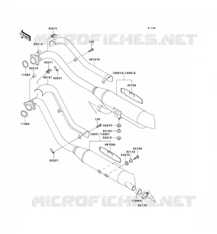 &Eacute;CHAPPEMENT Kawasaki MOTOS 800 2003 VN800 CLASSIC  VN800-B8