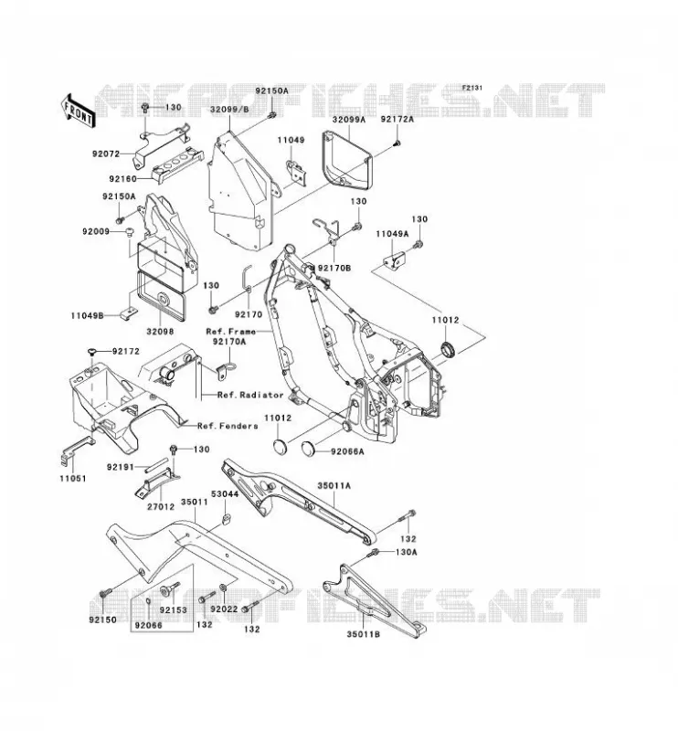 PIECE DE CADRE (COUVERTURE) Kawasaki MOTOS 800 2004 VN800 CLASSIC  VN800-B9