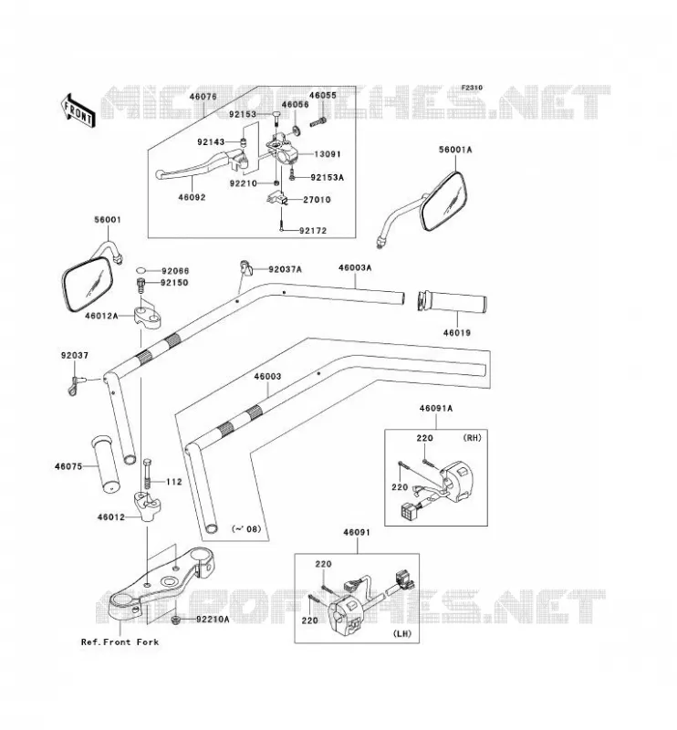 GUIDON Kawasaki MOTOS 900 2010 VN900 CLASSIC  VN900BAF