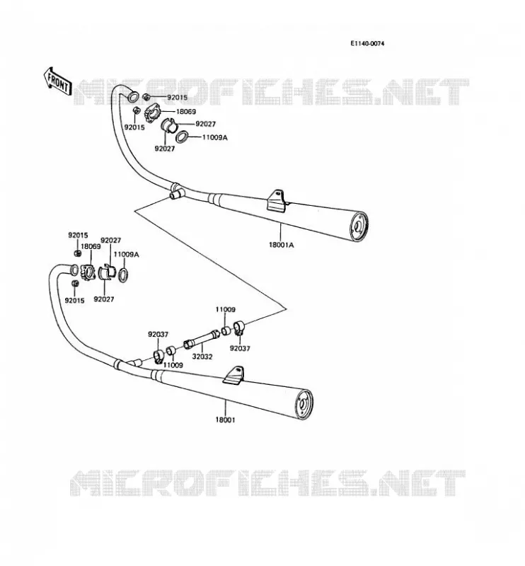 &Eacute;CHAPPEMENT Kawasaki MOTOS 305 1988 CSR  Z305-A3