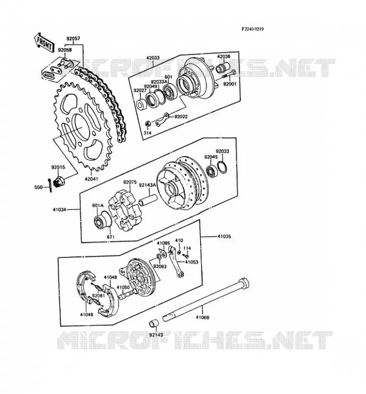 MOYEU ARRIERE Kawasaki MOTOS 305 1988 CSR  Z305-A3A
