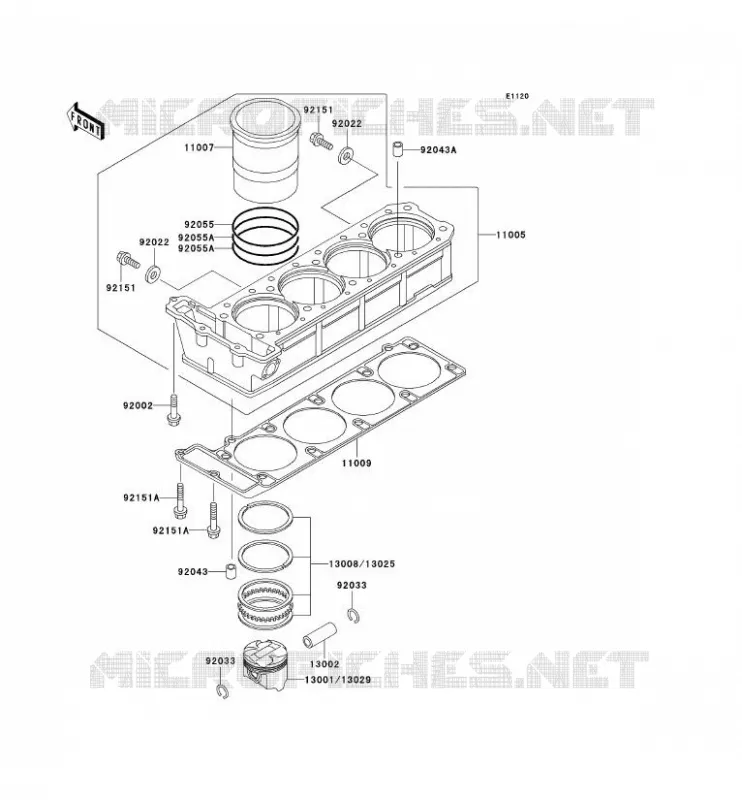 CYLINDRE/PISTON Kawasaki MOTOS 1000 2000 1000GTR  ZG1000-A15