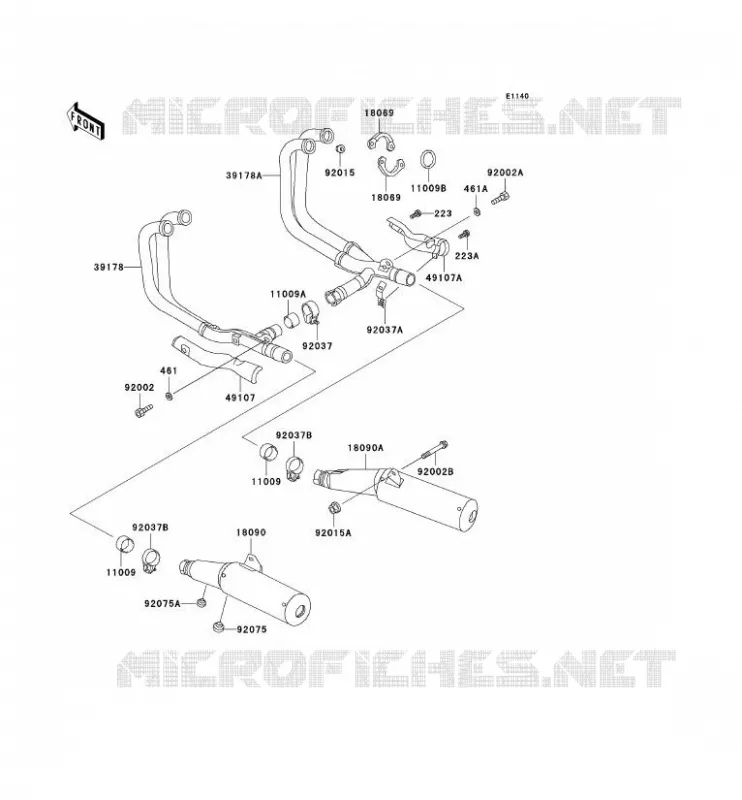 &Eacute;CHAPPEMENT Kawasaki MOTOS 1000 2000 1000GTR  ZG1000-A15