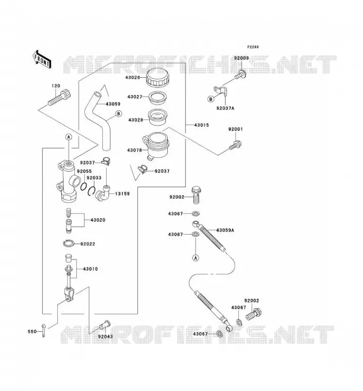 MAITRE CYLINDRE ARRI&Egrave;RE Kawasaki MOTOS 1000 2000 1000GTR  ZG1000-A15