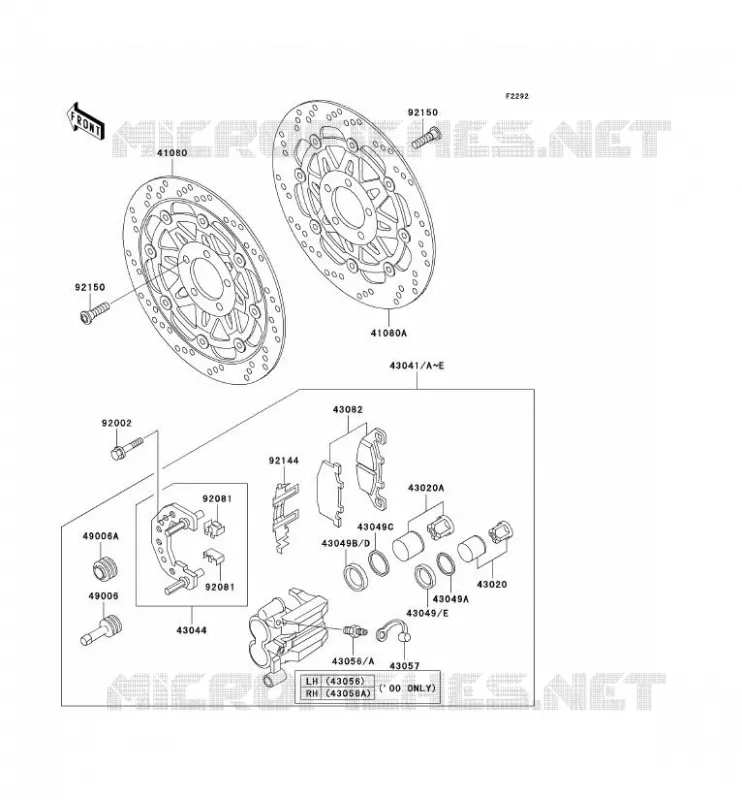 FREIN AVANT Kawasaki MOTOS 1000 2001 1000GTR  ZG1000-A16