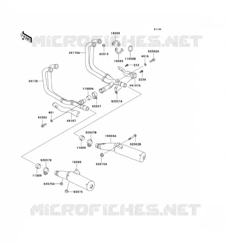 &Eacute;CHAPPEMENT Kawasaki MOTOS 1000 2002 1000GTR  ZG1000-A17