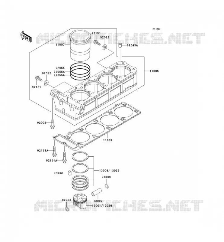 CYLINDRE/PISTON Kawasaki MOTOS 1000 2003 1000GTR  ZG1000-A18