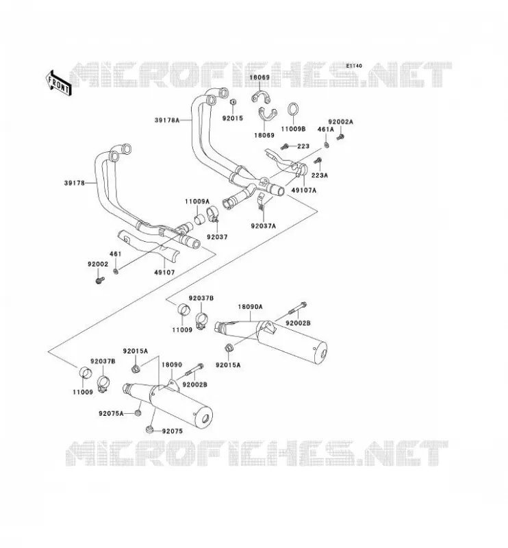 &Eacute;CHAPPEMENT Kawasaki MOTOS 1000 2003 1000GTR  ZG1000-A18