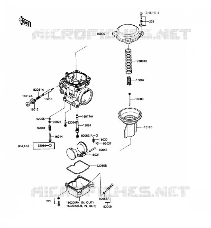 PI&Egrave;CES DE CARBURATEUR Kawasaki MOTOS 1000 1987 1000GTR  ZG1000-A2