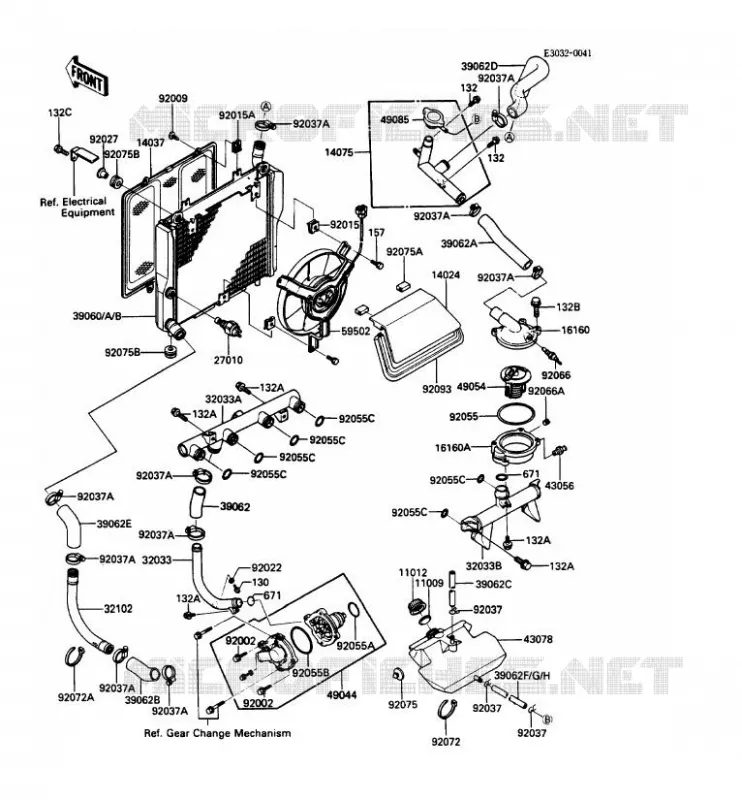RADIATEUR Kawasaki MOTOS 1000 1987 1000GTR  ZG1000-A2
