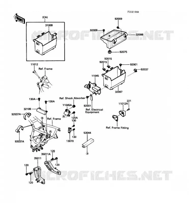 SUPPORT BATTERIE Kawasaki MOTOS 1000 1987 1000GTR  ZG1000-A2