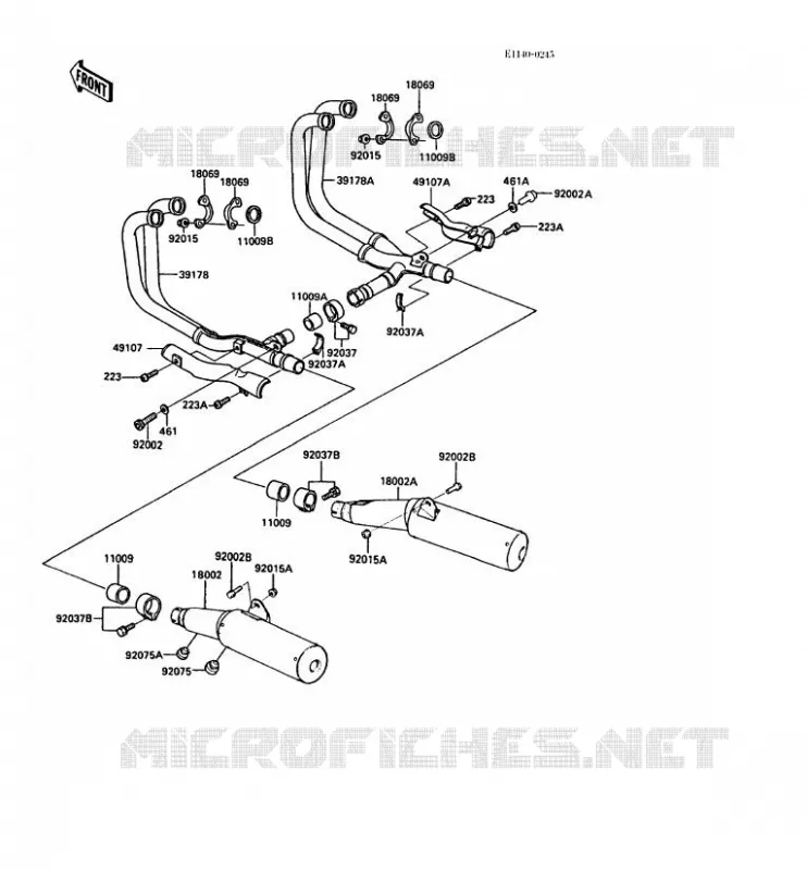 &Eacute;CHAPPEMENT Kawasaki MOTOS 1000 1988 1000GTR  ZG1000-A3