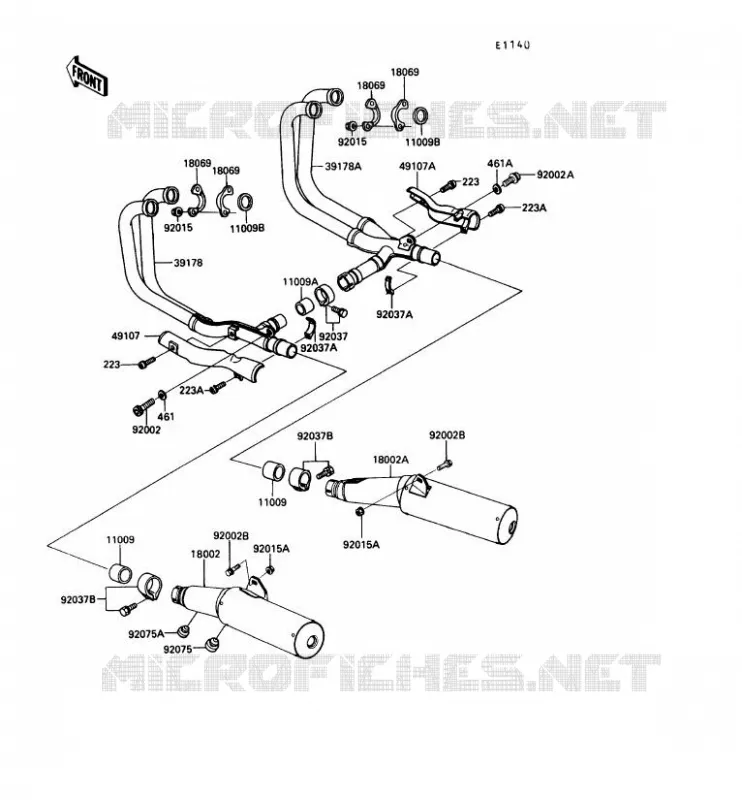 &Eacute;CHAPPEMENT Kawasaki MOTOS 1000 1990 1000GTR  ZG1000-A5