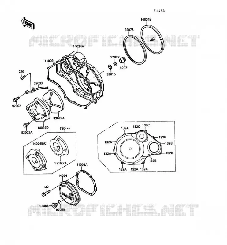 COUVERCLES MOTEUR Kawasaki MOTOS 1000 1990 1000GTR  ZG1000-A5