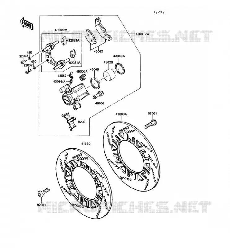 FREIN AVANT Kawasaki MOTOS 1000 1990 1000GTR  ZG1000-A5