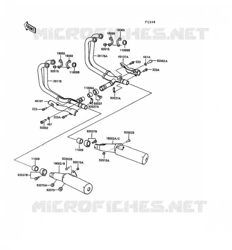 &Eacute;CHAPPEMENT Kawasaki MOTOS 1000 1990 1000GTR  ZG1000-A5