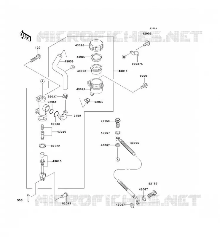 MAITRE CYLINDRE ARRI&Egrave;RE Kawasaki MOTOS 1000 2006 1000GTR  ZG1000A6F