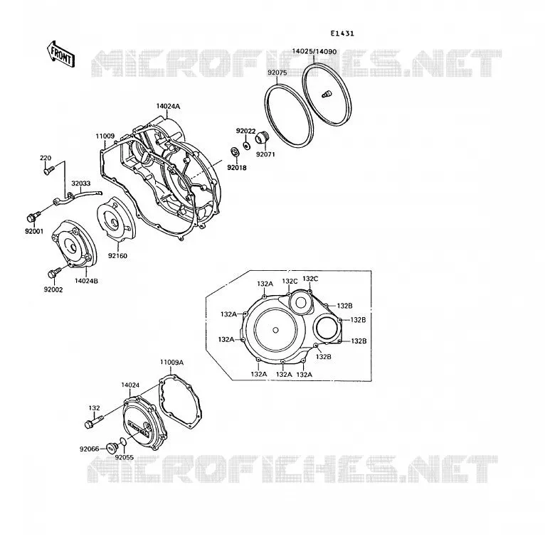 COUVERCLES MOTEUR Kawasaki MOTOS 1000 1992 1000GTR  ZG1000-A7
