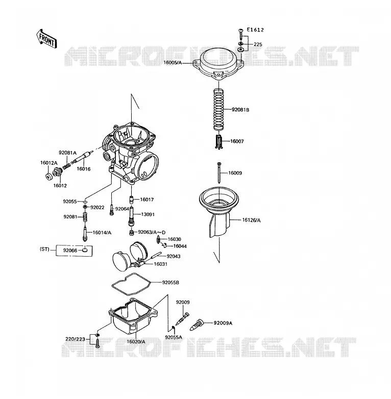 PI&Egrave;CES DE CARBURATEUR Kawasaki MOTOS 1000 1992 1000GTR  ZG1000-A7