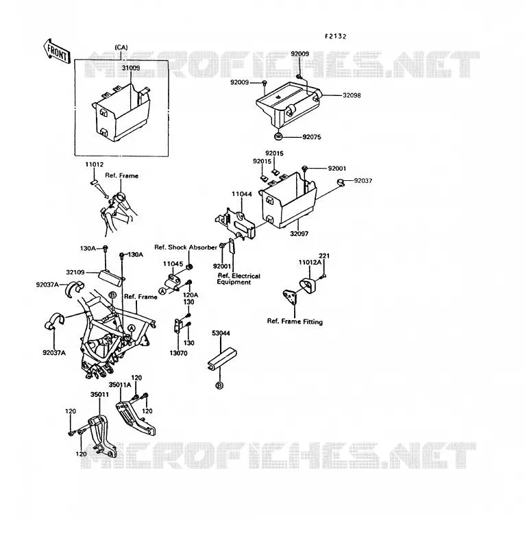 SUPPORT BATTERIE Kawasaki MOTOS 1000 1994 1000GTR  ZG1000-A9