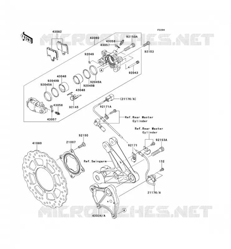FREIN ARRIERE Kawasaki MOTOS 1400 2008 1400GTR  ZG1400A8F