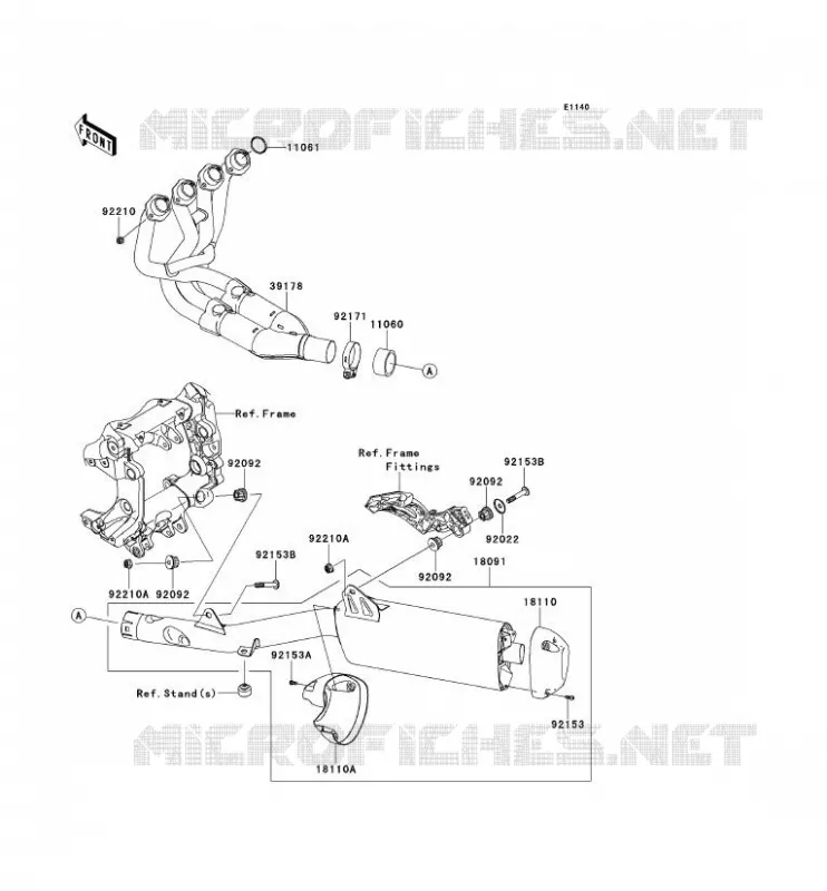 &Eacute;CHAPPEMENT Kawasaki MOTOS 1400 2009 1400GTR ABS  ZG1400A9F