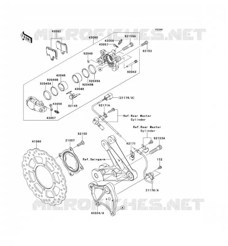 FREIN ARRIERE Kawasaki MOTOS 1400 2009 1400GTR ABS  ZG1400A9F
