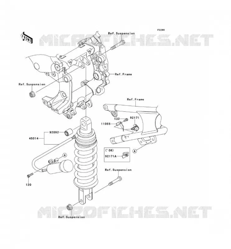 AMORTISSEUR Kawasaki MOTOS 1400 2009 1400GTR  ZG1400A9F